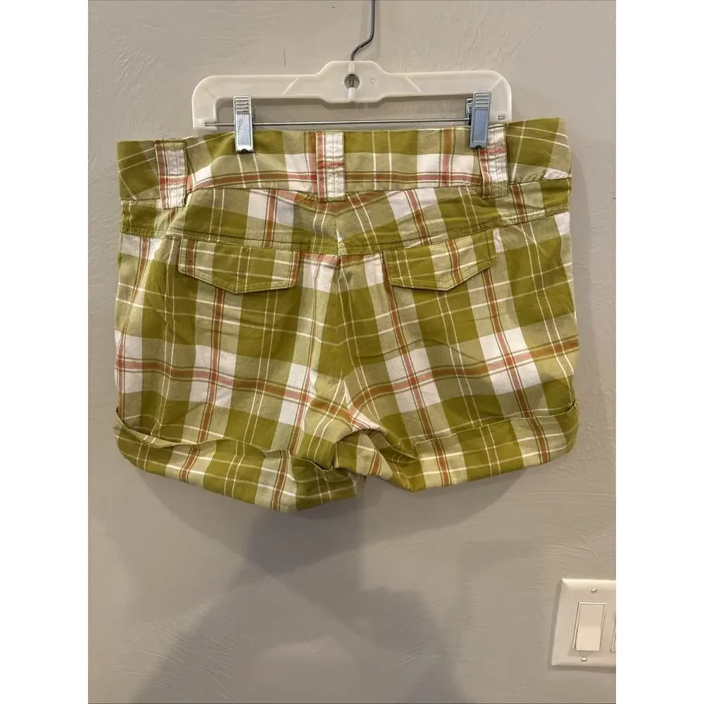 J.Crew Mid Rise Shorts Green Plaid Cuffed Size 8 City Fit Summer‎ Beach Y2K